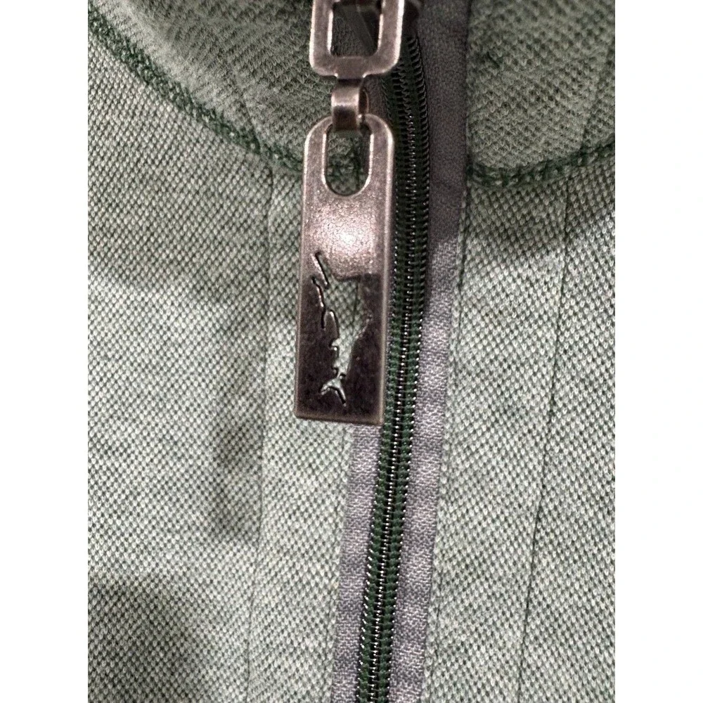 Tommy Bahama Men’s Quarter Zip Pullover Green Gray Long Sleeve Golf Sweater
